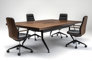 Modern Wooden Conference Table and Chairs, Ready for Collaboration