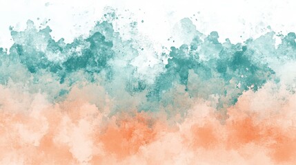 Obraz premium Abstract Watercolor Wash Background Teal Peach and Beige Hues