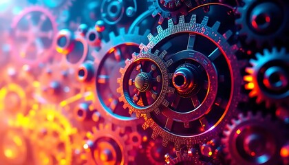 Intricate Metal Gears Interlocking In Vivid Colors