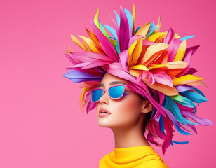 Naklejka premium Bright colors and creative fashion accessories on display