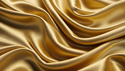 Obraz premium Abstract Gold Satin Waves Smooth flowing folds of golden satin fabric in stunning 4K resolution. Soft highlights and shadows create a rich sophisticated feel. Ideal for luxury-themed projects.