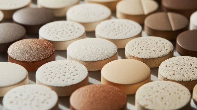 A collection of pills of various shapes and sizes