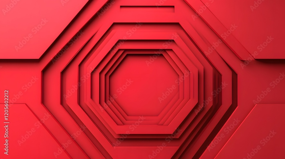 Poster striking red layered hexagon abstract 3d for business and technology