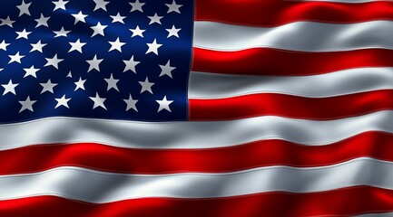 Fototapeta premium Waves of the American flag flutter against the sky in a display of national pride
