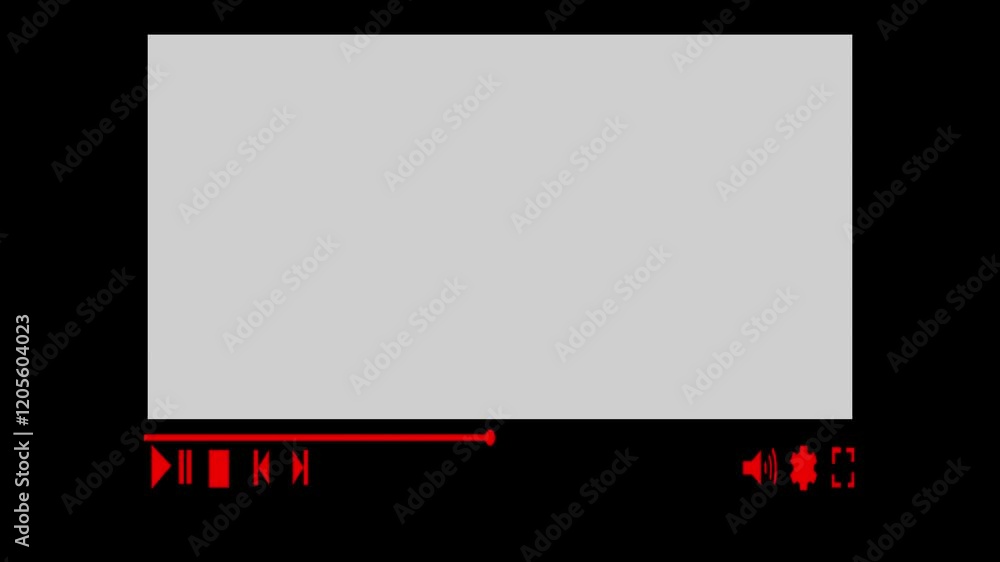 Poster video player animation on white screen, video player template, video player progress bar animation m