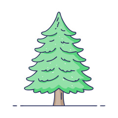 Vector Illustration of a Green Pine Tree, Simple Tree Design, Nature Art, Evergreen Tree
