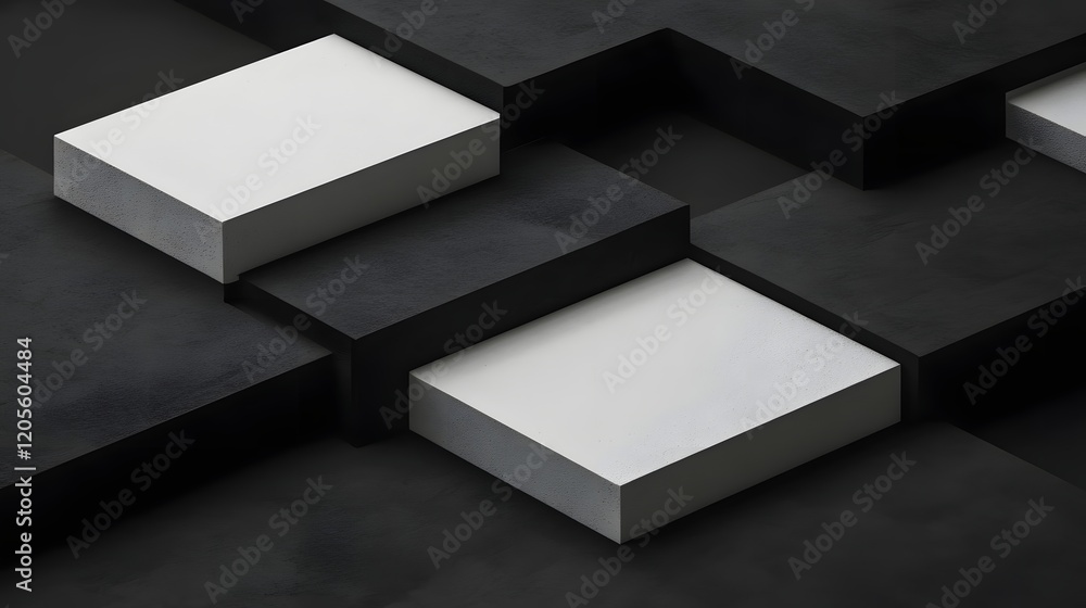 Poster minimalist monochrome business icons with overlapping textured layers in 3d