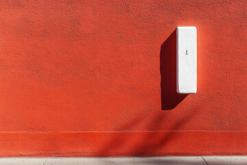 Contrast and Simplicity: A Vibrant Red Wall with a Single White Ceramic Piece