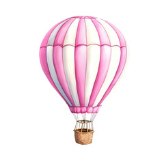 Naklejka premium Pink Watercolor Hot Air Balloon Clipart Illustration