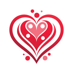 a unique romantic heart in multi-layered tone and multi color outlines love heart logo design with a blend of modern elegance and romantic charm, enhance the festive feel.
