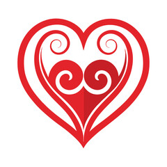 a unique romantic heart in multi-layered tone and multi color outlines love heart logo design with a blend of modern elegance and romantic charm, enhance the festive feel.