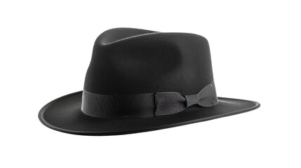 Black vintage gentleman hat on transparent background


