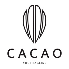 cocoa logo,cocoa bean,cocoa tree,cocoa branches and leaves,chocolate mix on white background,vintage,modern,simple,minimalist icon illustration template design vector