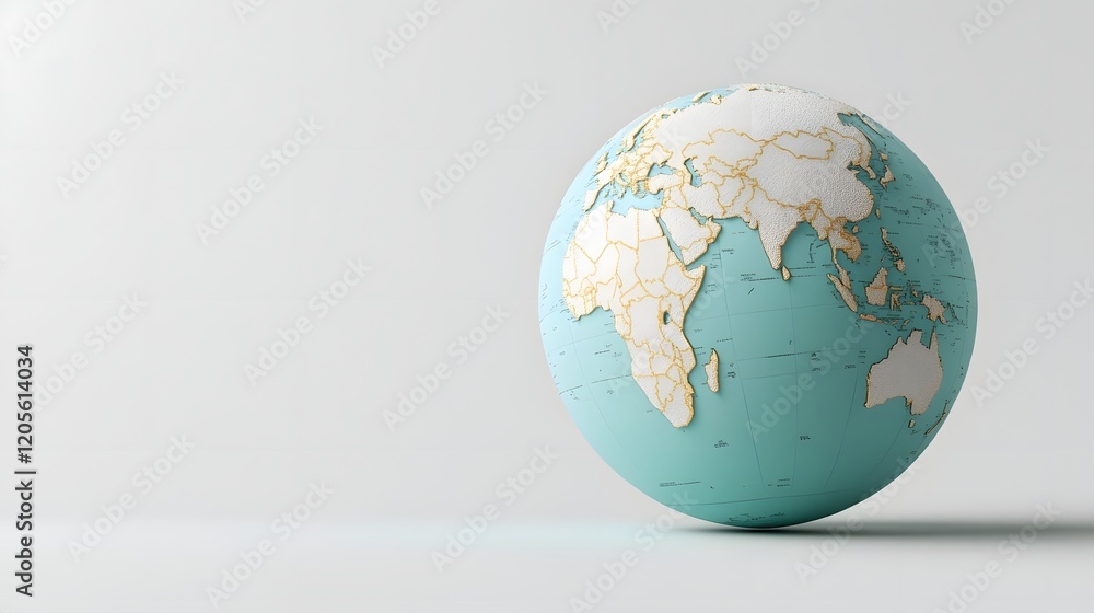 Poster simplistic 3d globe icon on clean white background with smooth textures