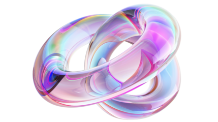 3D abstract ring shape on transparent background
