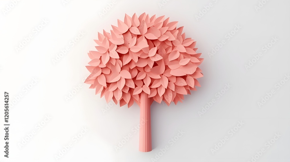 Poster abstract tree icon with soft shadows in 3d on white background