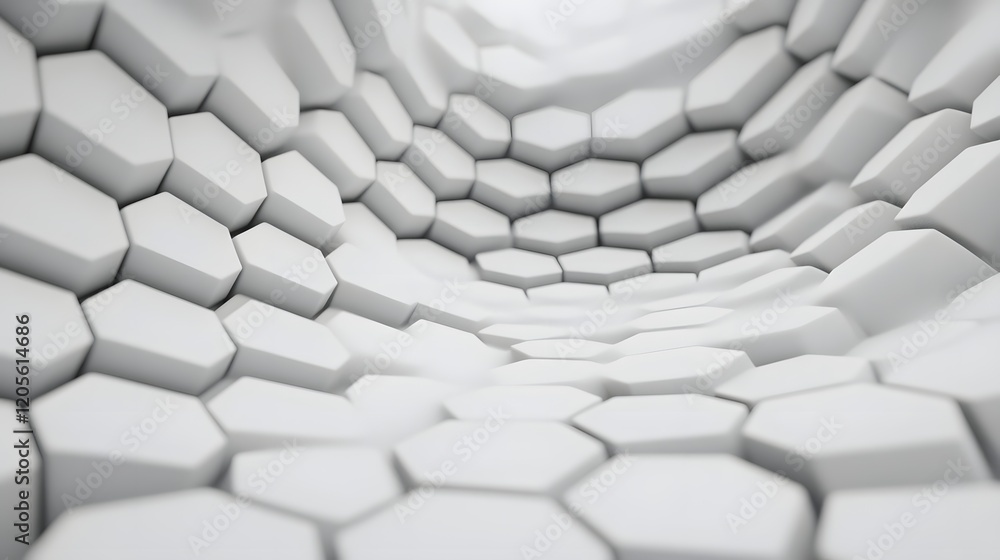 Aufkleber overlapping hexagonal abstract in monochrome white tones - elegant 3d digital