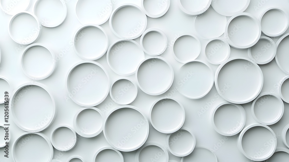 Leinwandbilder overlapping circular patterns in white-on-white 3d with depth and dimension