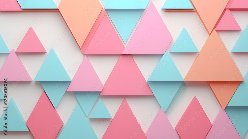 Poster layered pastel triangles creating abstract 3d geometric textured backdrop