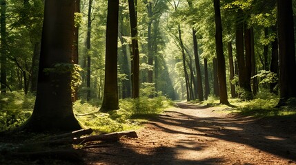 Obraz premium A photo of a tranquil forest bathing trail