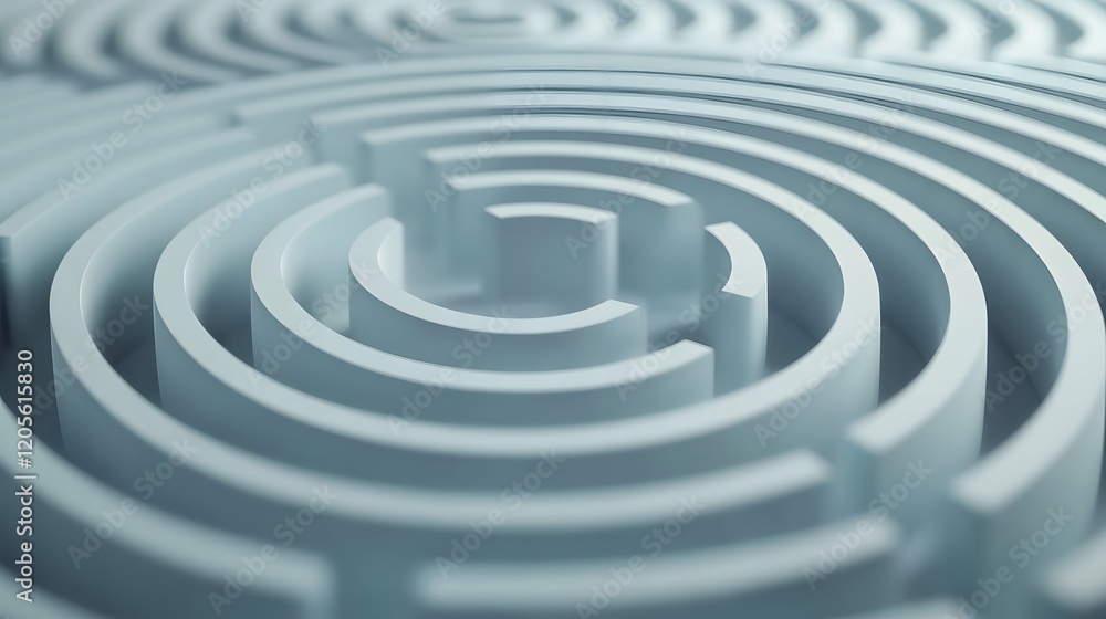 Poster intricate maze-like geometric patterns in smooth white texture
