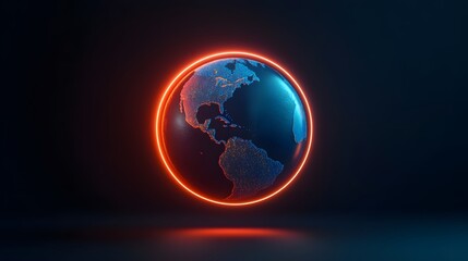 Fototapeta premium Glowing Earth Icon in Futuristic 3D