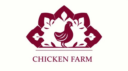Obraz premium Farm Fresh Chicken Logo Design. A stylized hen in an ornate frame. Perfect for poultry farms, restaurants, and food brands.