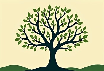 Obraz premium Conglomerate Tree Branches: Flat Illustration, Expansion Concept, Aerial View, Simple Design, Interconnected System, Minimalist, Business Graphic, Modern Concept.