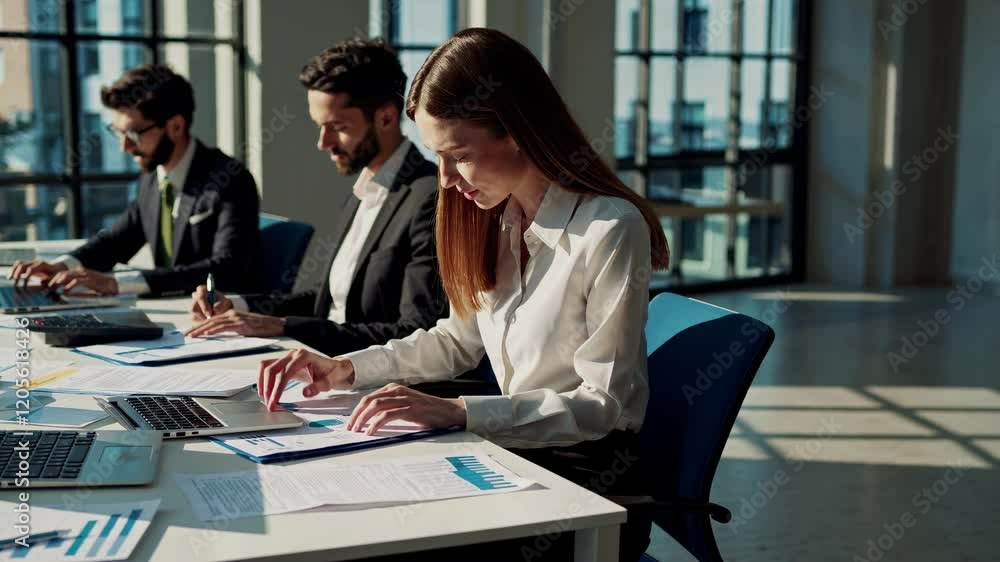 Leinwandbilder professionals collaborate in a modern office setting focusing on business analytics and strategy dev