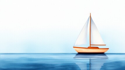 Fototapeta premium A peaceful seascape featuring a sailboat gently gliding on calm waters under a clear sky.