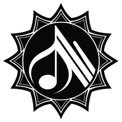 illustration of a black and white compass