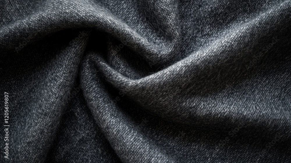 Aufkleber muted charcoal gray fabric with soft shadows and a matte texture close up
