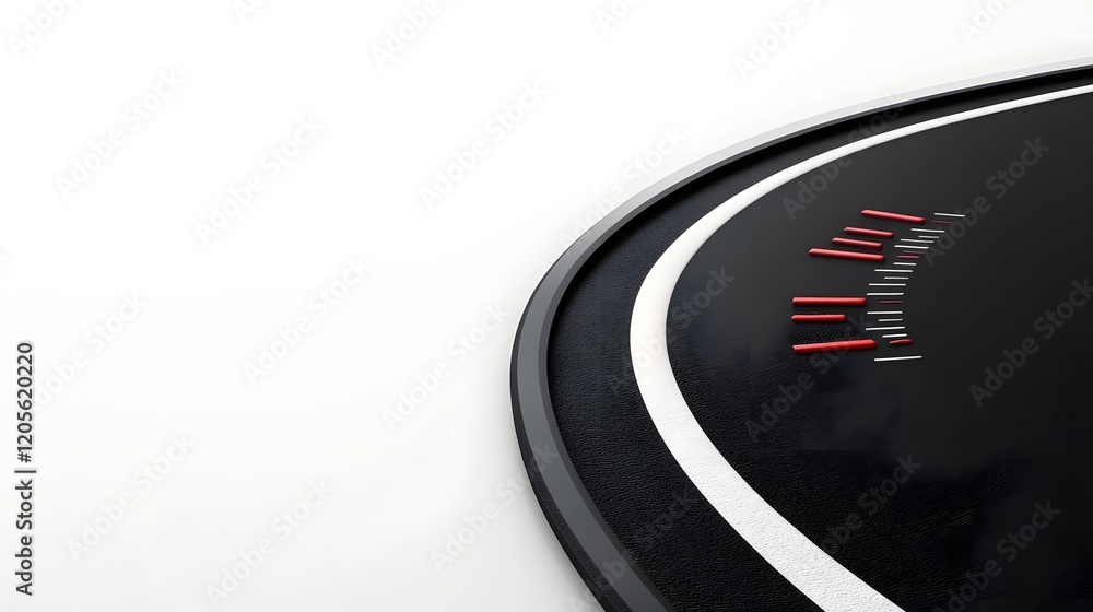 Poster winding road with speedometer symbolizing control and precision