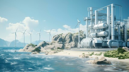 Obraz premium A photo of a wind-powered water desalination plant
