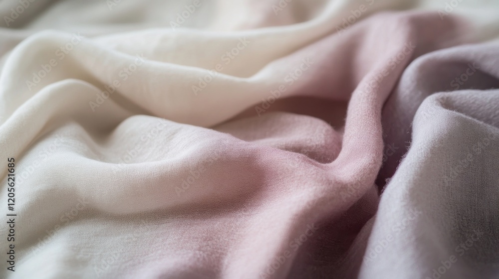 Aufkleber muted pastel ombrã© fabric with soft folds transitioning from pale mauve to cream texture