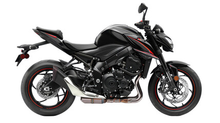 Black sports bike single on transparent background


