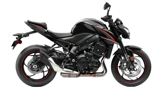 Black sports bike single on transparent background


