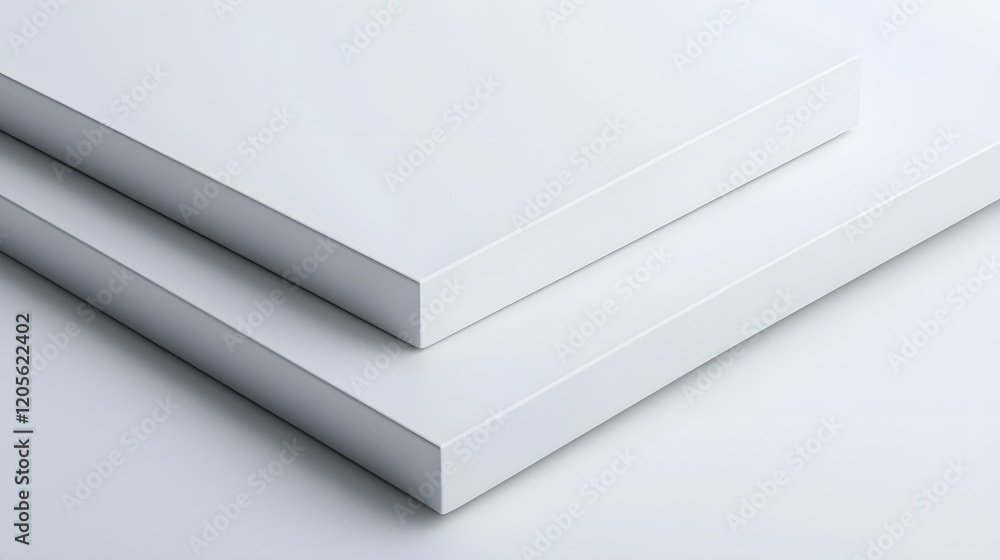 Poster overlapping rectangular panels in clean minimal white 3d