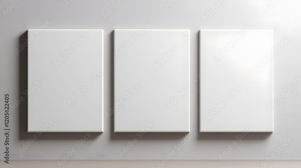 Aufkleber overlapping rectangular panels in minimalist white design 3d