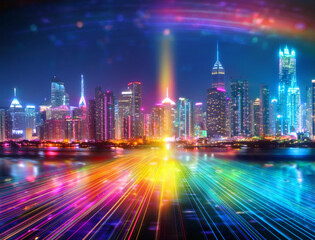 Obraz premium 都会の夜景 イルミネーション