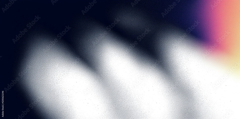 Aufkleber an abstract banner design in orange and purple, with a vibrant, grainy color gradient wave set again