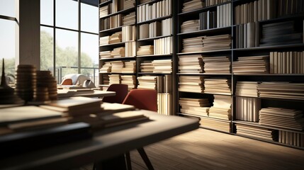 A photo of an architectural materials library.