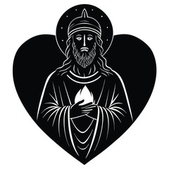 black and white heart