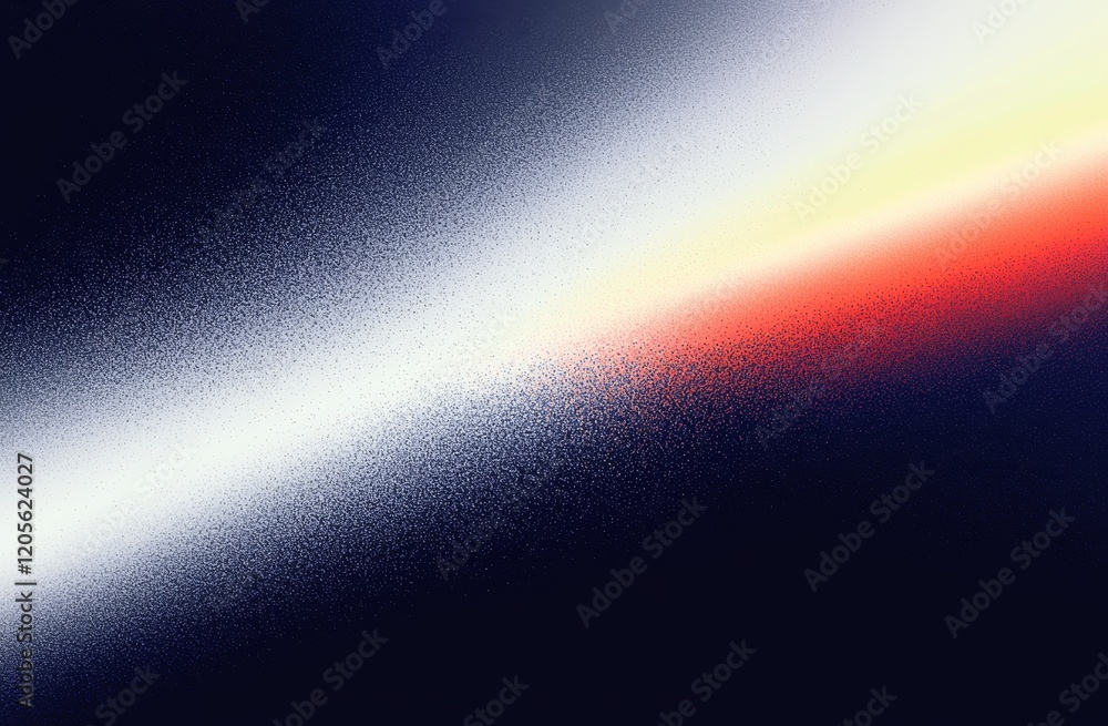 Poster a grainy gradient background transitioning from red to orange to black, with blurry lights over a da