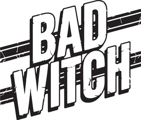 Bad witch T-shirt design, Spooky cemetery at night with skull and ravens