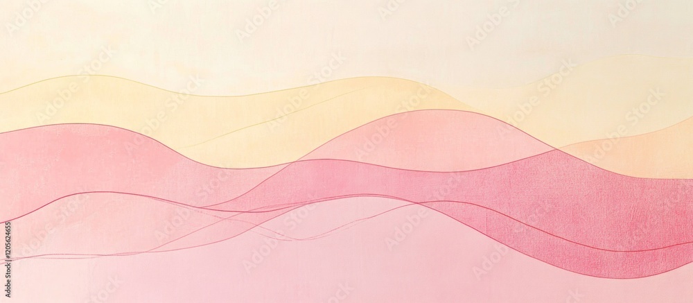 Aufkleber abstract pastel gradient background with wavy lines fading from pink to cream color