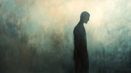 A Silhouetted Figure Standing Alone in a Hazy Atmosphere