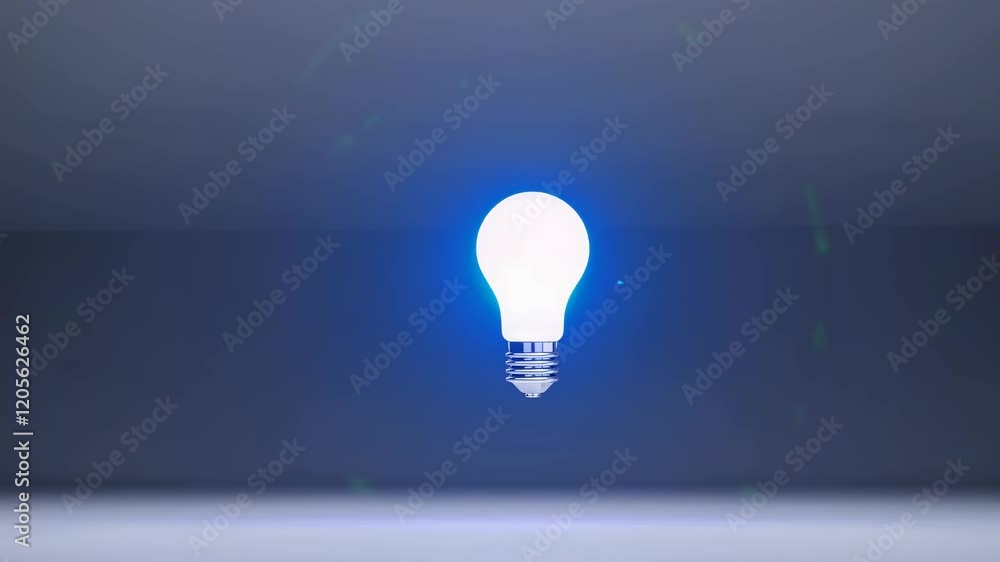 Poster bright ideas emerge from abstract digital patterns and a glowing light bulb in a modern environment
