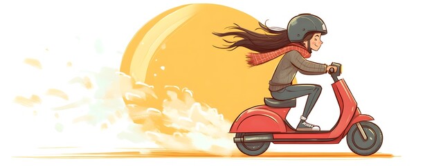 Illustration of a person riding a scooter
