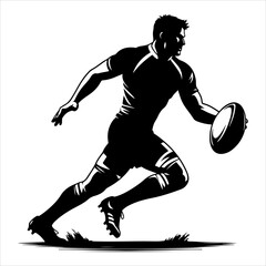 American football silhouette vector. Rugby sport vector. American football sports vector art silhouette illustration.